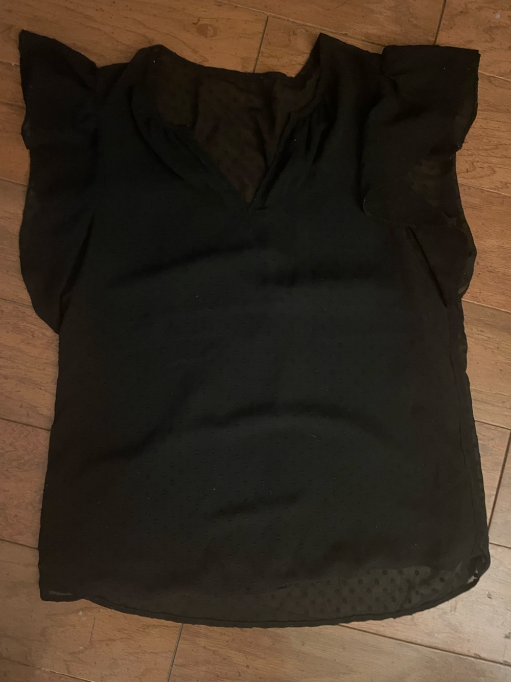 H&M Black Short Sleeve V-Neck polka dot Shirt